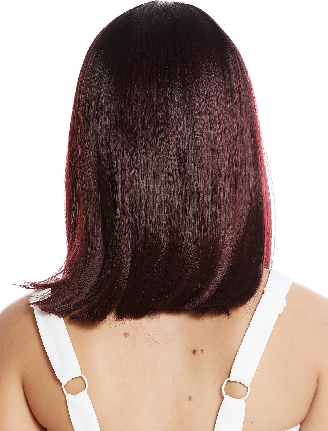 WIG ME UP - VK-2-99JYS1B quality women's wig shoulder length sleek fringe vamp ombre mix black crimson red - Image 5