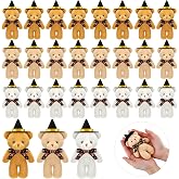 Sotiff 24 Pcs Mini Halloween Bear with Cap Gift Bulk | Stuffed Animal Plush Bear for Her Him, Small Halloween Present DIY Keychain Xmas Decorations Baby Shower Party Favor