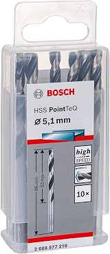 Bosch PointTeQ HSS Twist Drill Bit 10 Pcs 5.1 x 52 x 86 mm Metal view 3