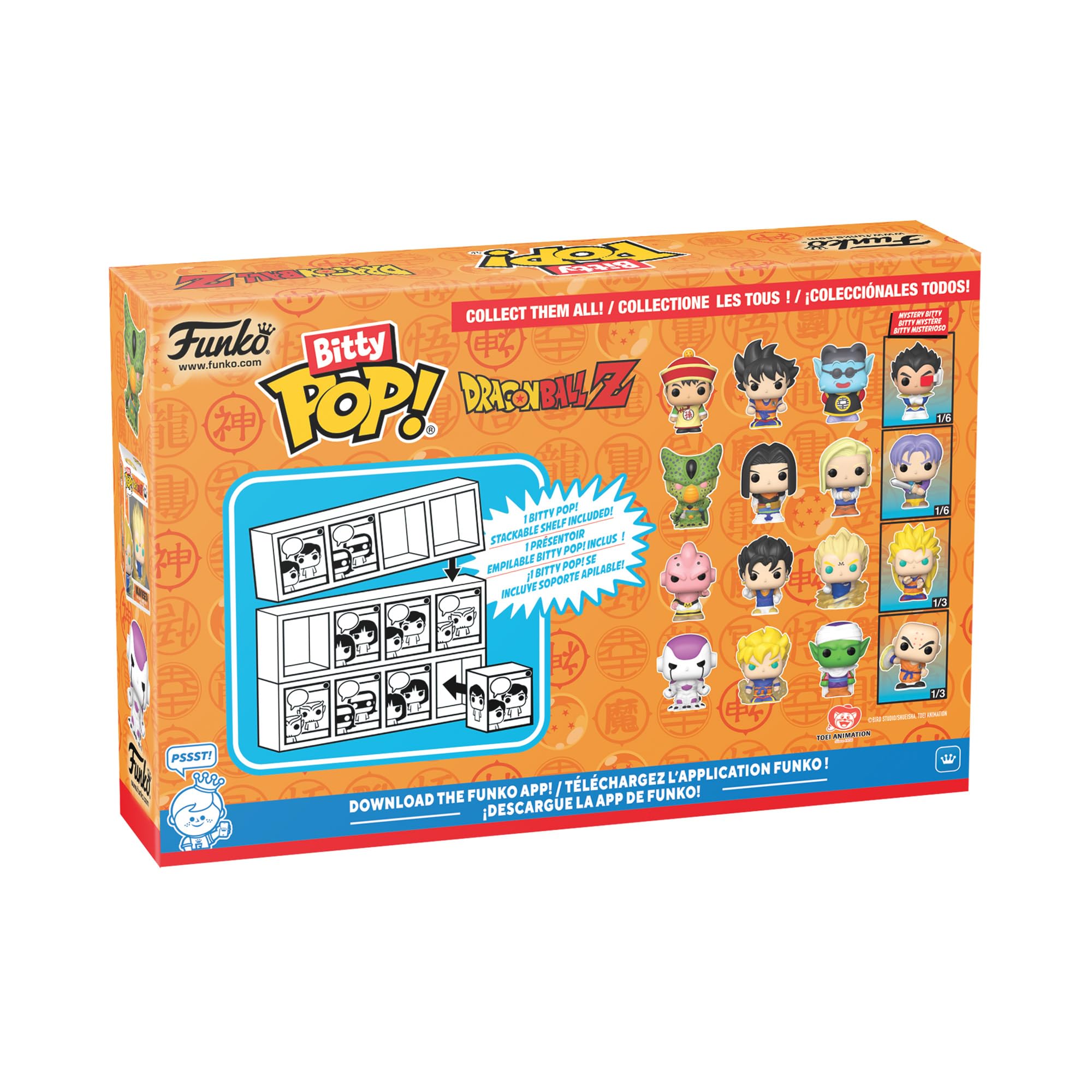 Funko Bitty POP Dragon Ball Z - Kid Buu, 4-Pack and A Surprise Mystery Mini Figure - 0.9 Inch (2.2 Cm) - Dragon Ball Collectable - Stackable Display Shelf Included - Gift Idea - Party Bags Stocking