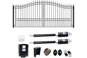 ALEKO 18x6 feet London Dual Swing Driveway Gate with Automatic Opener, Galvanized Steel Security Fence Gate