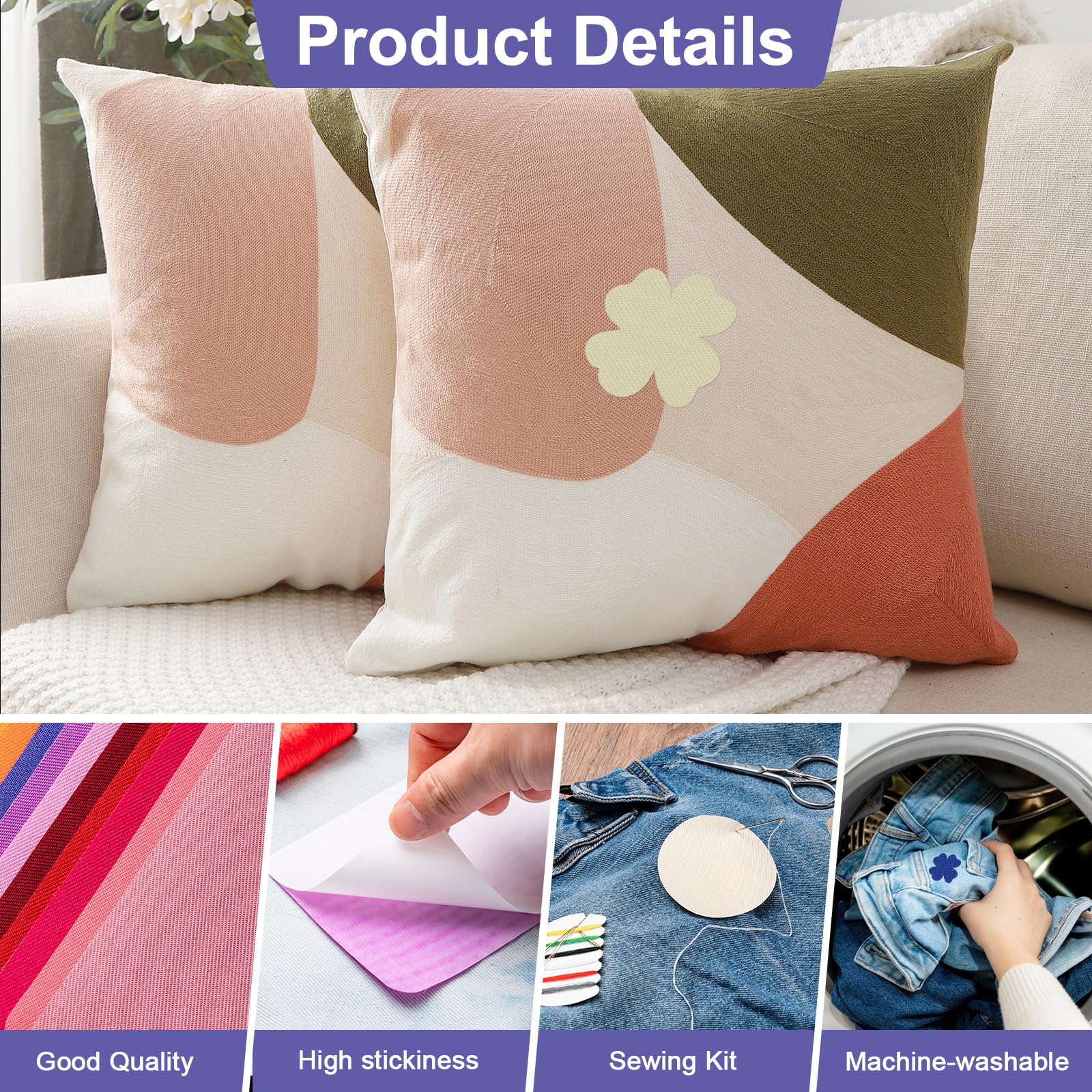 Iron Patches, 30 Piece 3.7 X 4.9 Inch Multi-Colored Fabric Repair Kit, 29 Shades Iron on Patches for Jeans, Shirts, Clothes, Pants