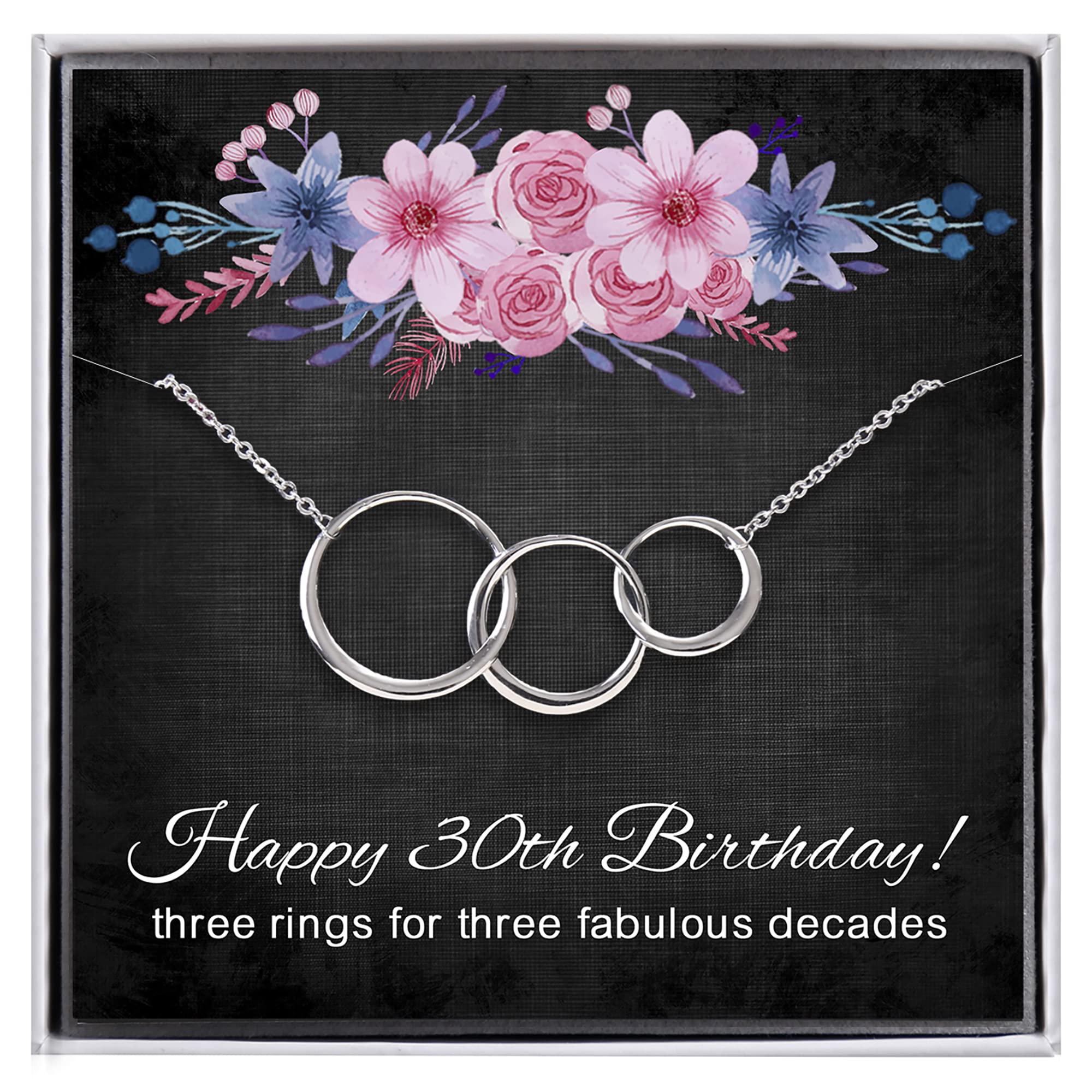 ALoveSoul 30th Birthday Gifts for Women - 925 Sterling Silver 3 Interlocking Circles Necklace, Gifts for Her, 30 Years Old Birthday Ideas