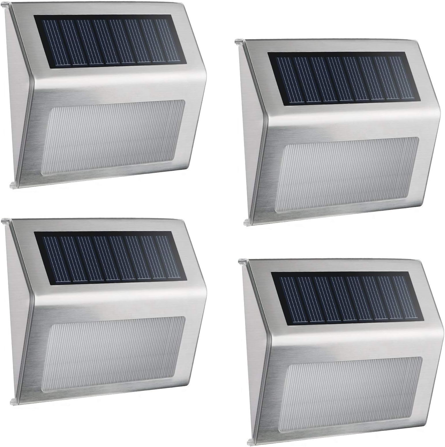 ELELINK LED Solar Light, 4 Pack Outdoor Stainless Steel LED Solar Step Light; Illuminates Wall,Stairs, Deck, Patio, Etc (4 Pack)