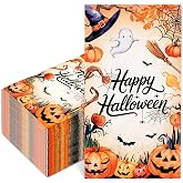 JarThenaAMCS 50 Pcs Halloween Guest Napkins, Ghost Pumpkin Bat | Disposable Paper Napkin Decorative Dinner Hand Towels for Party Bathroom Kitchen Tableware Supplies
