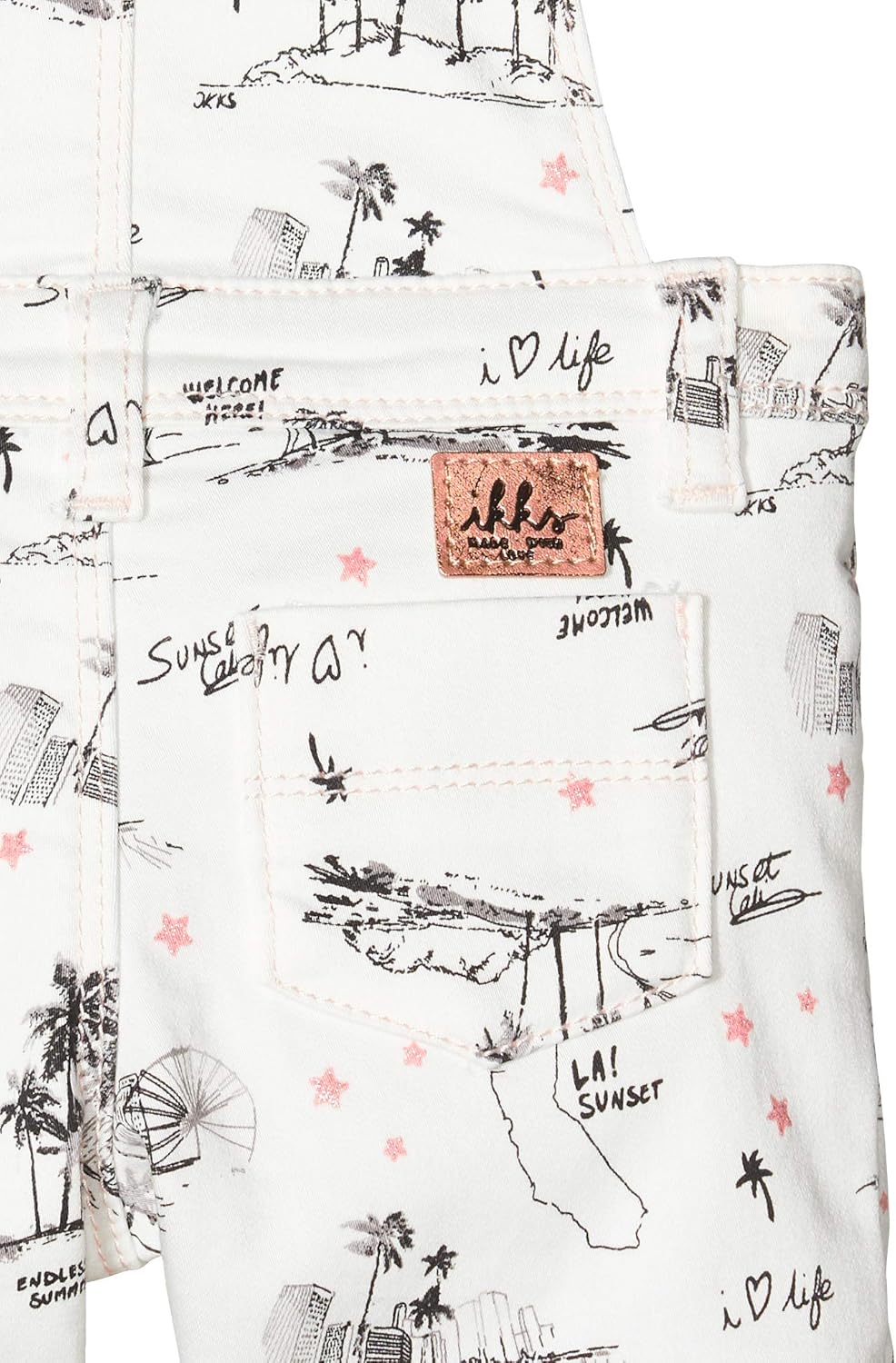 Ikks Junior Ensemble Salopette Palmier Et T Shirt Rose Taille Fabricant 2a Blanc Casse Imprime 19 Ecru 18 24 Mois Bebe Fille Salopettes Vetements