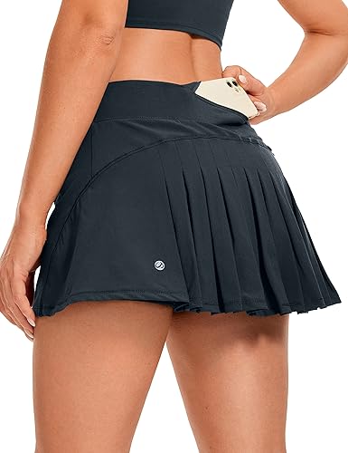 CRZ YOGA Women's Mid Waisted Pleated Tennis Skirts Golf Athletic