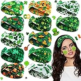 Janinka 12 Pack St. Patrick's Day Headbands Elastic Non Slip Hair Accessories Bulk Shamrock Pattern St. Patrick's Day Hairband for Women(Shamrock Pattern)