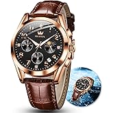 OLEVS Men's Watches Brown Leather with Date,Casual Watches for Men,Large Face Watches Men,Chronograph Mens Watch,Sport Waterproof Business Dress Analog Quartz Men's Wrist Watches Reloj De Hombre