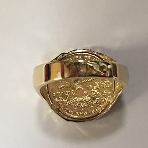 22k Fine Gold 110 Oz Us American Eagle Coin In 14k Nugget Ring 1510 Random Year Coin