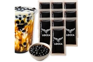 Locca Instant Boba – Brown Sugar Tapioca Pearls – Chewy Boba Balls Ready in 25 Secs – Quick Boba Pearls for DIY Bubble Tea, Milk Tea & Boba Drinks Kit (Pack of 10)