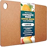 Dishwasher Safe Cutting Board for Kitchen - Large Composite Wood Chopping Board, Thin & Lightweight, Heat Resistant, BPA-Free and Eco-Friendly Cutting Board for Meal Prep, 14.5 x 11.25 Inch (Natural)