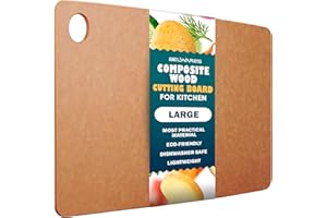 BELWARES Wooden Cutting Board for Kitchen - Large Composite Wood Cutting Boards Dishwasher - Thin, BPA Free & Eco-Friendly Chopping Board (14.5 x 11.25 Inch, Natural)