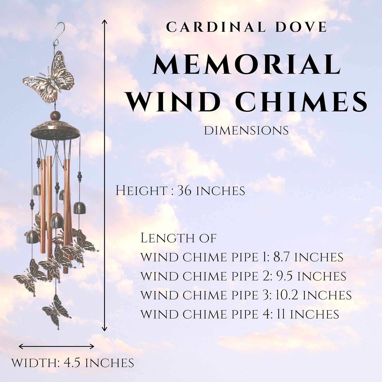 Memorial Wind Chimes For Loss Of Loved One Prime Butterfly Condolence Wind Chimes For Funeral Sorry For Your Loss Gifts Bereavement Sympathy Windchimes In Memory With 3 Exclusive Poems Quote Chimes