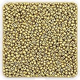 Auvoua 2mm Seed Beads Opaque Gold About 8000pcs/170Grams 12/0 Small Craft Beads for DIY Bracelet Necklaces Craft Jewelry Making Supplies (Gold)