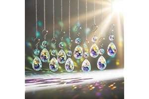 H&D HYALINE & DORA 3Inch Crystal Suncatcher Bauhinia Prisms Pendants 10Pcs Chandelier Crystals Replacement Hanging Sun Catcher Beads for DIY Arts Crafts Decor (AB)