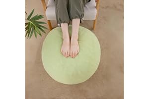 Yueyocici Round Stuffed Pouf Ottoman,Teddy Velvet Fabric Poufs with Foam Chunk Filling, 20 X 15 Pouf Foot Rest for Couch Home Décor Pouf (Green)