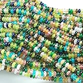 150PCS 2x4mm Natural Mix Color Stone Rondelle Beads Abacus Disk Stone Beads Round Loose Spacer Gemstone Beads for DIY Bracelet Necklace Jewelry Making
