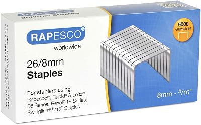 Rapesco S11880Z3 Type 26/8 mm Galvanised Staples Pack of 5000