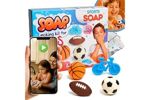 ZENSEME Soap Making Kit for Kids – DIY Soap Making Kit with Sports Shaped Soap Moulds (Basketball, Football, Soccer & Bicycle) Soap Making Supplies that Promote Hygiene DIY Kits for Kids Mobile App Included
