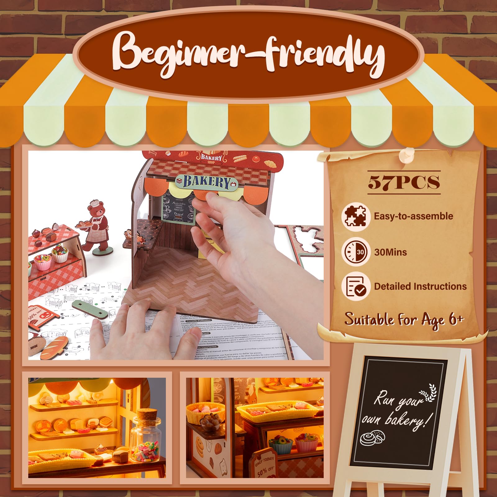 Ltteaoy DIY Miniatur Haus Bastelset für Kinder,Basteln mädchen 6-12 jahre mit LED Squishy selber machen Set Silikon und Modelliermasse,Geschenke mädchen 6/8/10/12 jahre 3