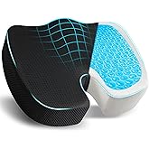 EcoNour Gel Seat Cushion – Office Chair Cushions for Sciatica & Tailbone Pain Relief – Coccyx Memory Foam Desk Chair Support & Car Seat Cushion – Back Pain Relief Pillow for Long Sitting