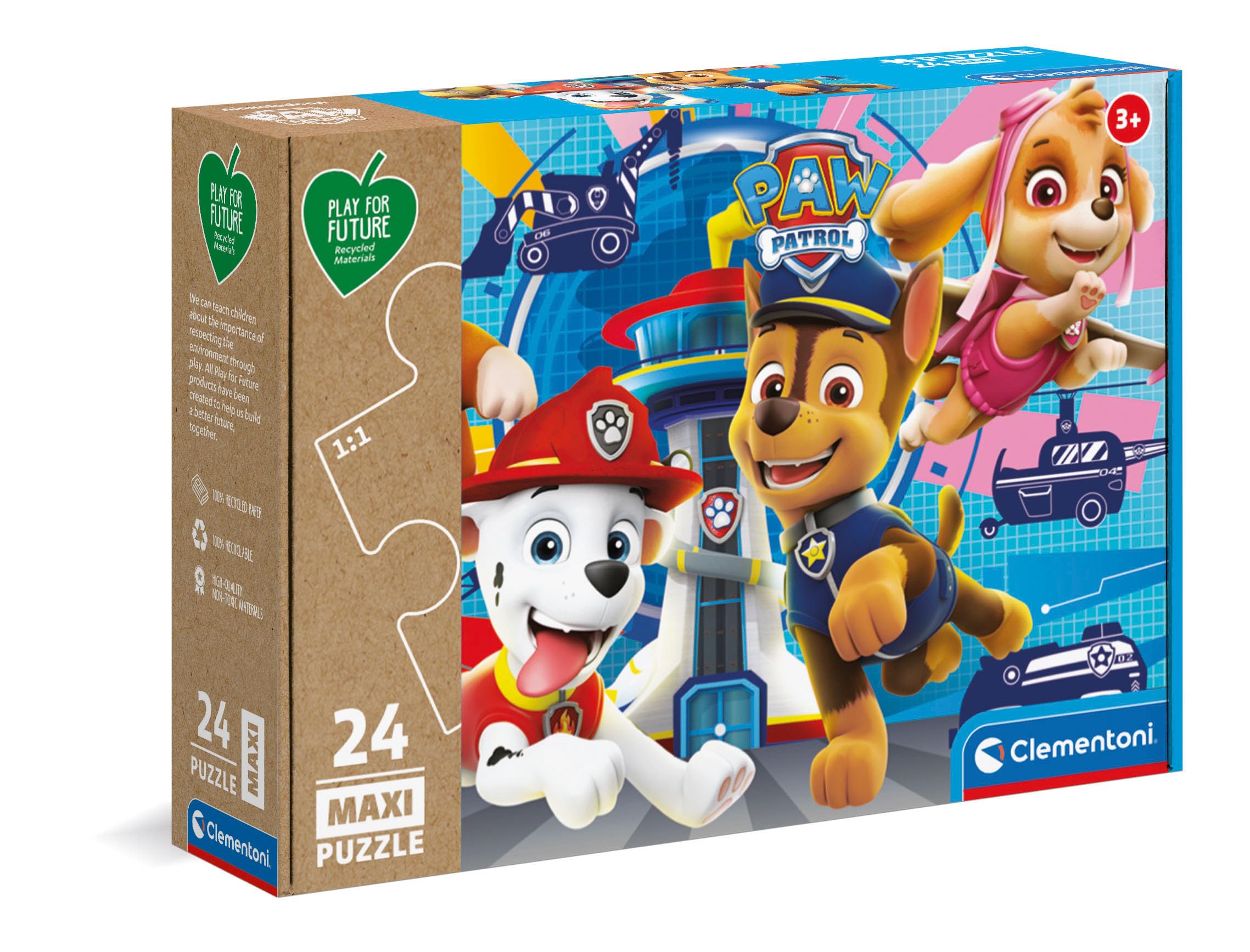 Clementoni - 24220 - Puzzle Play For Future - Paw Patrol - 24 maxi pieces - jigsaw puzzles for kids age 3-100% Recycled Materials - Made in Italy, cartoon puzzles
