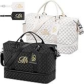 Dansydaisy 4 Pcs Duffel Bag Set Include 2 Honeymoon Travel Bags with Shoe Compartment and 2 Luggage Tags(Mr and Mrs,Black,White)