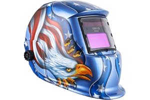 DEKOPRO Solar Battery Powered Welding Helmet with Adjustable Auto-Darkening Filter Shade, Hood, Visor Viewing Area, and Head 