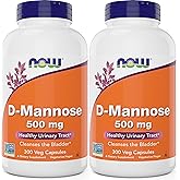 Now D-Mannose 500 mg, 300 Capsules (Pack of 2) - Vegan Non GMO Supplement for Women and Men - Supports Healthy Urinary Tract, Cleanses The Bladder