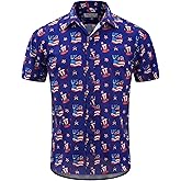 GRTXIN Mens American Flag Shirt - Patriotic Shirts for Men Short Sleeve Button Down Hawaiian Shirts