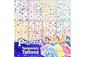 Princess Tattoos Kids, ACSAUMMY 40 Sheet Cartoon Tattoos Party Favor Set for Girls Boys 9 Cute Princess Series Temporary Tattoo Stickers Mickey Mouse Tattoo Stickers for Kids Party Decor Supply