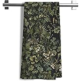 Nipil Dark Botanical Floral Kitchen Towels, Dark Cottagecore Fern Leaf Decorative Dish Tea Towels, Vintage Green Floral Hand Towels for Kitchen Bathroom Decor, 16x24 Inch