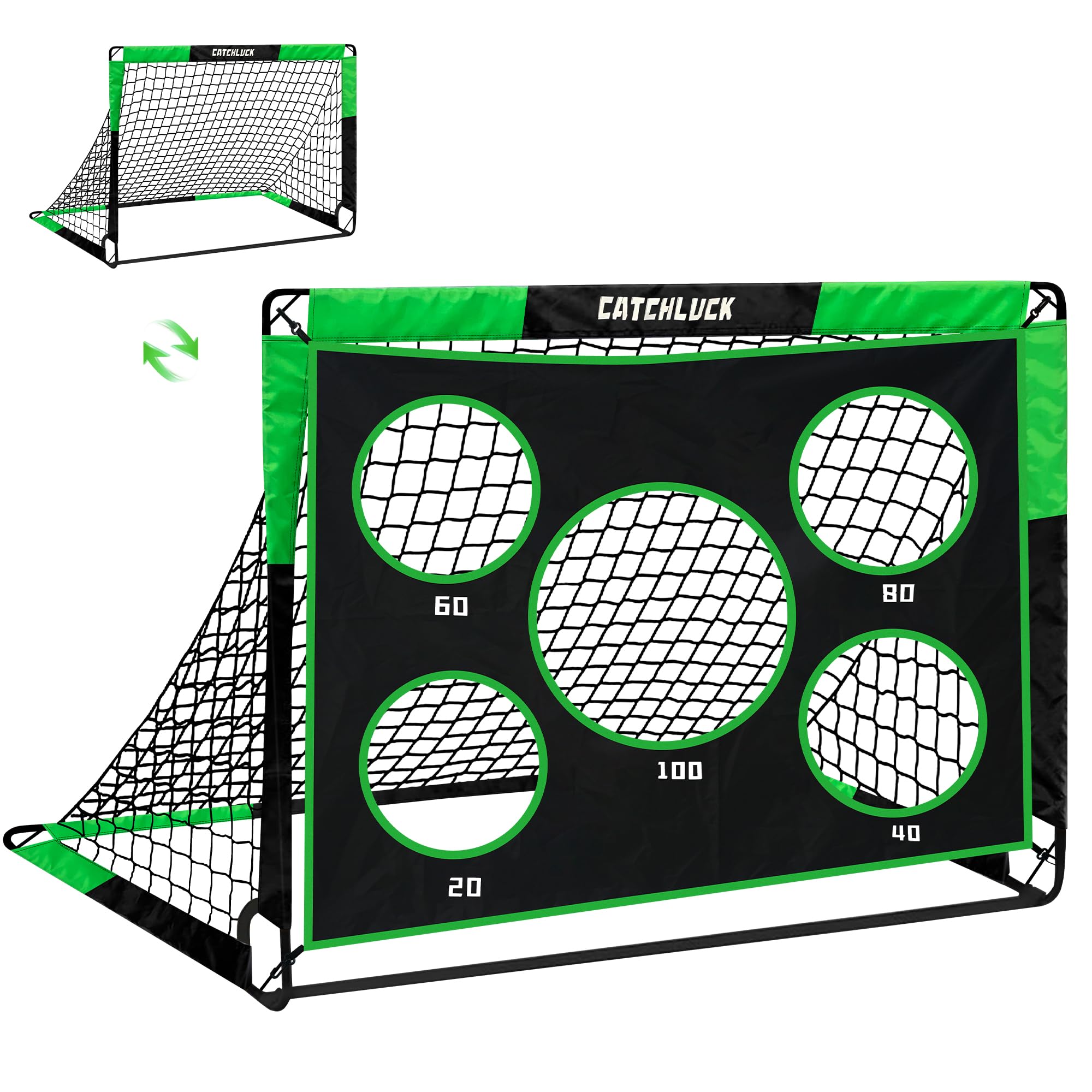 CATCHLUCK Football Goal Pop Up Football Net for Kids 4ft x 3ft, 5ft x 4ft, Outdoor Training Equipment with Target and Carry Bag