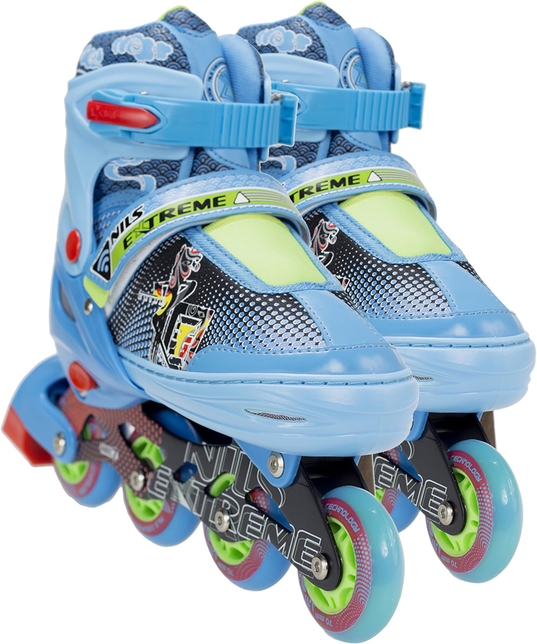 NILS InLine Skates Children's Adjustable Inline Skates adults s Inline Skates Adjustable Size Inline Skates in Sizes 26 to 37 LED ABEC7 Bearing | Pink/Blue/Red/NJ4605