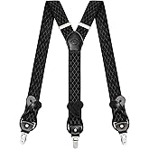 Kohentact Suspenders for Men with Clip & 6 Buttons 1.4in Y-Shape Stainless Steel