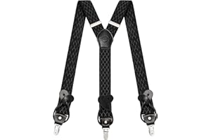 Kohentact Suspenders for Men with Clip & 6 Buttons 1.4in Y-Shape Stainless Steel