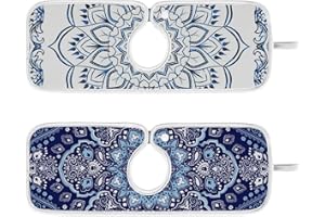 QWTHUM Sink Faucet Absorbing Mat Kitchen Sink Splash Guard Splash Faucet Drip Catcher for RV Bathroom 2PCS 14.9x5.5in Mandala