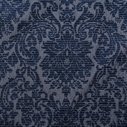 Navy Blue Floral Damask Jacquard Chenille Curtain Cushion
