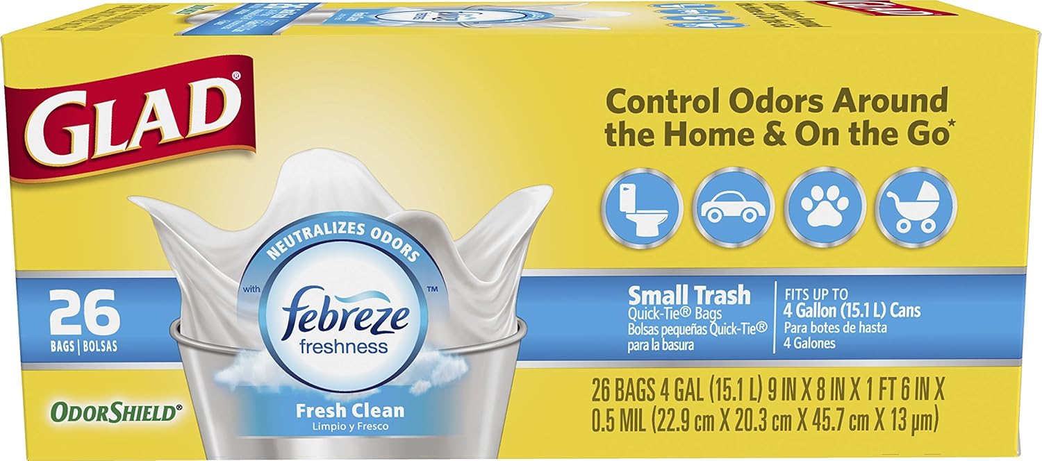 Best Glad Small Kitchen Garbage Bags 4 Gal