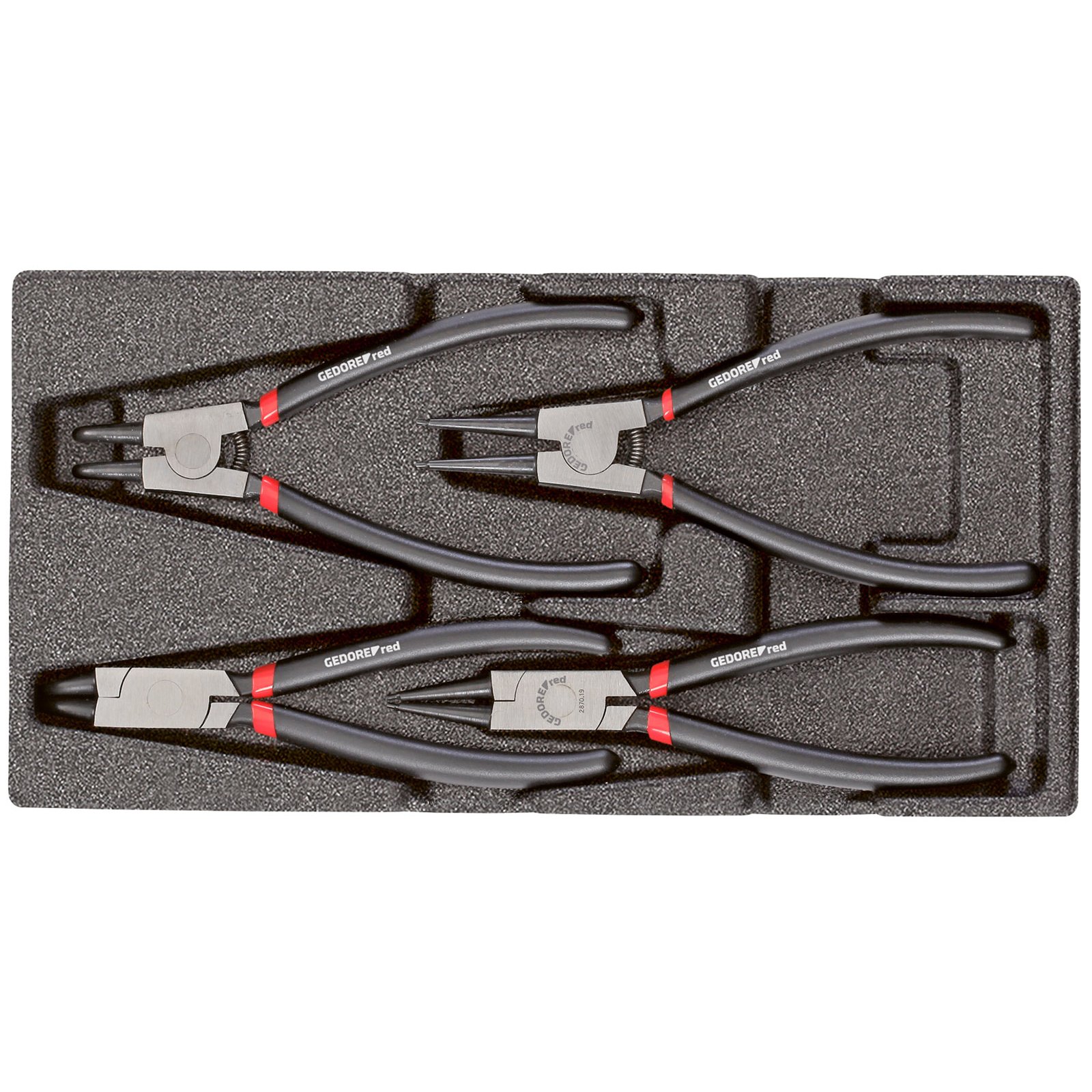 GEDORE Red R22150017 Circlip Pliers Set in 1/3 Foam Module 4-Piece