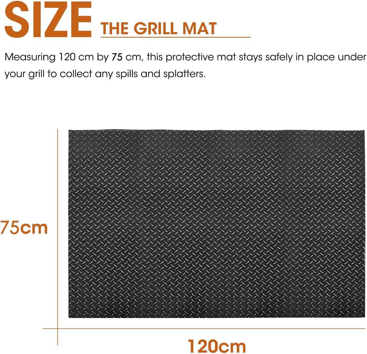 Mardili Gas Grill Mat Floor Protection for Backyard Outdoor, Deck & Patio, Black (120 * 75cm), 120cm*75cm - Image 3
