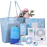 Beferr Valentines Day Beach Gifts Basket for Women, 79" X 83" Beach Blanket Waterproof Sandproof, Beach Mesh Tote Bags, Birthday Valentine's Day Gift Baskets for Her Wife Mom Sister Grandma Friend
