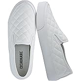CUSHIONAIRE Faze Women’s Quilted Slip-On Sneaker – Faux Leather Casual Shoe with Memory Foam Insole & Rubber Outsole