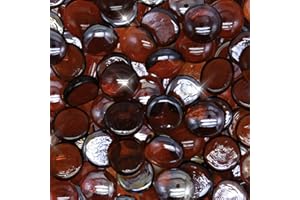 iShyan Fire Glass Beads for Propane Fire Pit,1 lb 3/4" Reflective Round Fire Pit Glass Pebbles for Gas Fireplace Firepit Outdoor Fire Table Landscaping