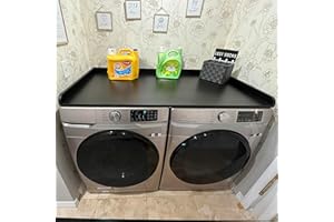 RELODECOR Washer Dryer Countertop with Non-Slip Mat, Water-Resistant Wood Countertop for Washer and Dryer, Laundry Guard & Extra Working Space, Easy to Install, 27.5" x 54" (Black)