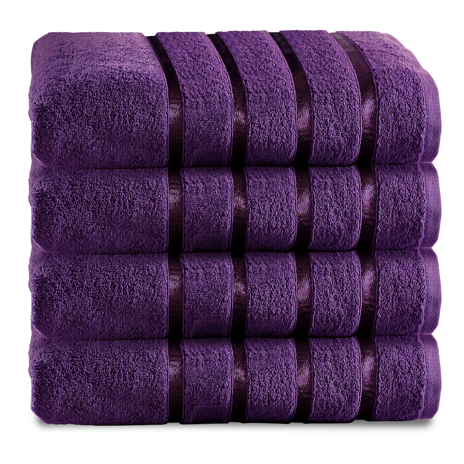 GC GAVENO CAVAILIA Gaveno Cavailia Egyptian Cotton Thick Absorbent 500 GSM Kensington [Pack of 4-Aubergine, Hand Towel (50x80 Cm)