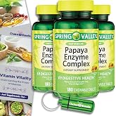 Spring Valley Papaya Enzyme Complex Chewable Tablets Digestive Health 180 Ct 3 pk (540 Total) + Vitamin Vitality &amp; Pill Container (5 Items)!