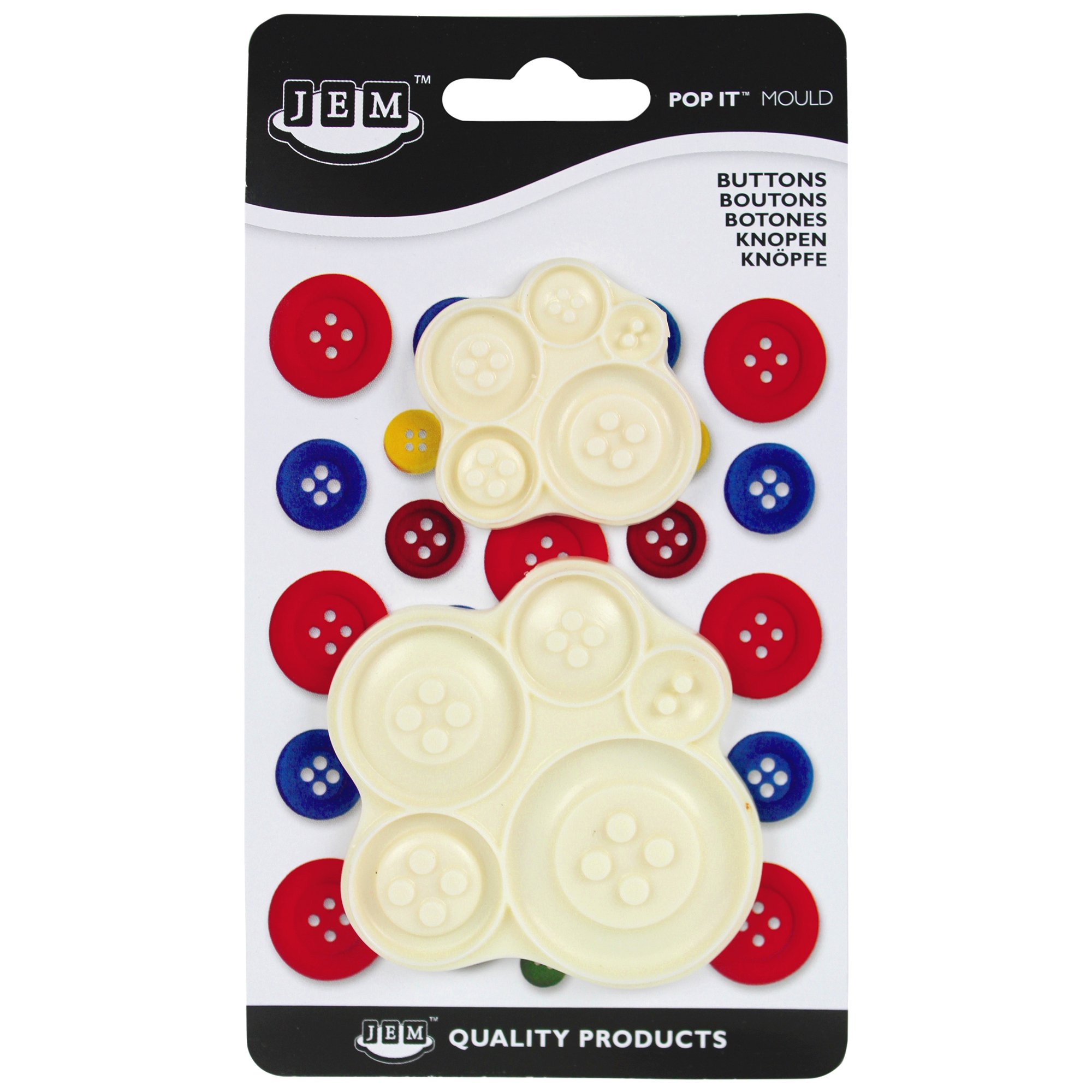 PME 1102EP016 JEM "Pop It" Buttons Shaped Mould for Cake Decorating, Large/Small, Set of 2 Off-white 6.5x2x7 cm