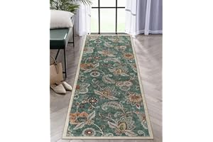 Morebes 2x6 Kitchen Runner Rugs Non Skid Washable,Non Slip Runner Rugs for Hallways, Floral Rug for Entryway Indoor,Distressed Paisley Indoor Floor Carpet Runner for Laundry Foyer,Green Turquoise